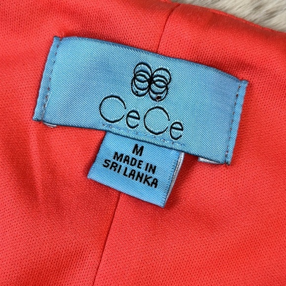 CeCe | Melon Color Eyelet Ruched Sleeve Knit Top - Picture 3 of 9